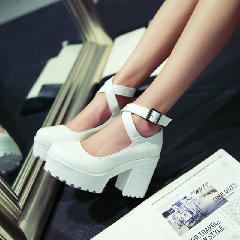 Pure Color Platform Mary Janes Shoes - image 8
