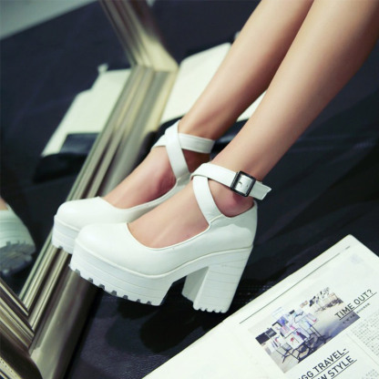 Pure Color Platform Mary Janes Shoes - image 8