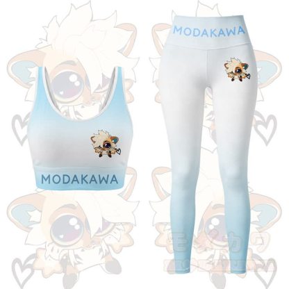 MODAKAWA X TiramisuRat Cute Rat Graphic Gradient Sports Bra Top Leggings Matching Outfit - Blue Set - 5XL - image 12