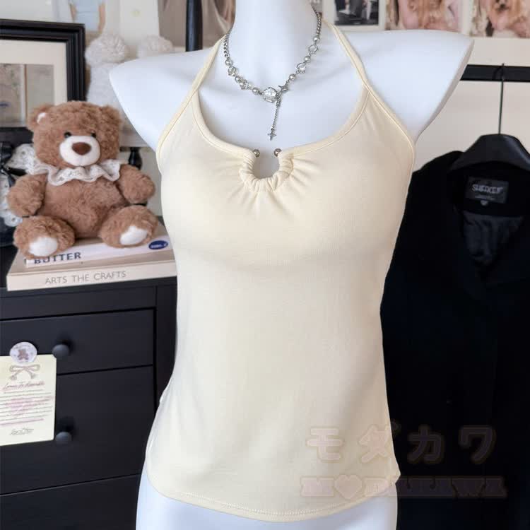 Butterfly Chain Backless Halter Top - Yellow - One Size - image 16