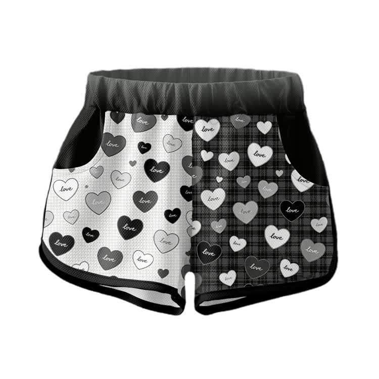 LOVE Heart Graphic Crop Tank Sport Top Shorts Bikini Modakawa Matching Outfit - Shorts B - XL - image 6