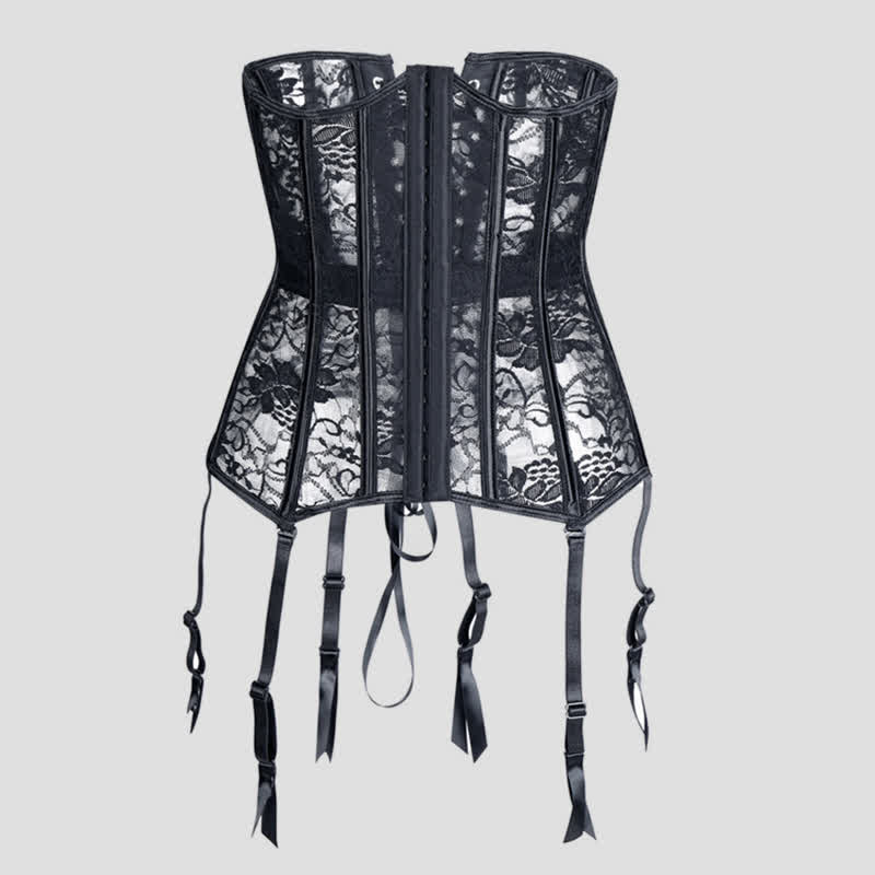 Lace See Through Corset Tops With Garter - image 1