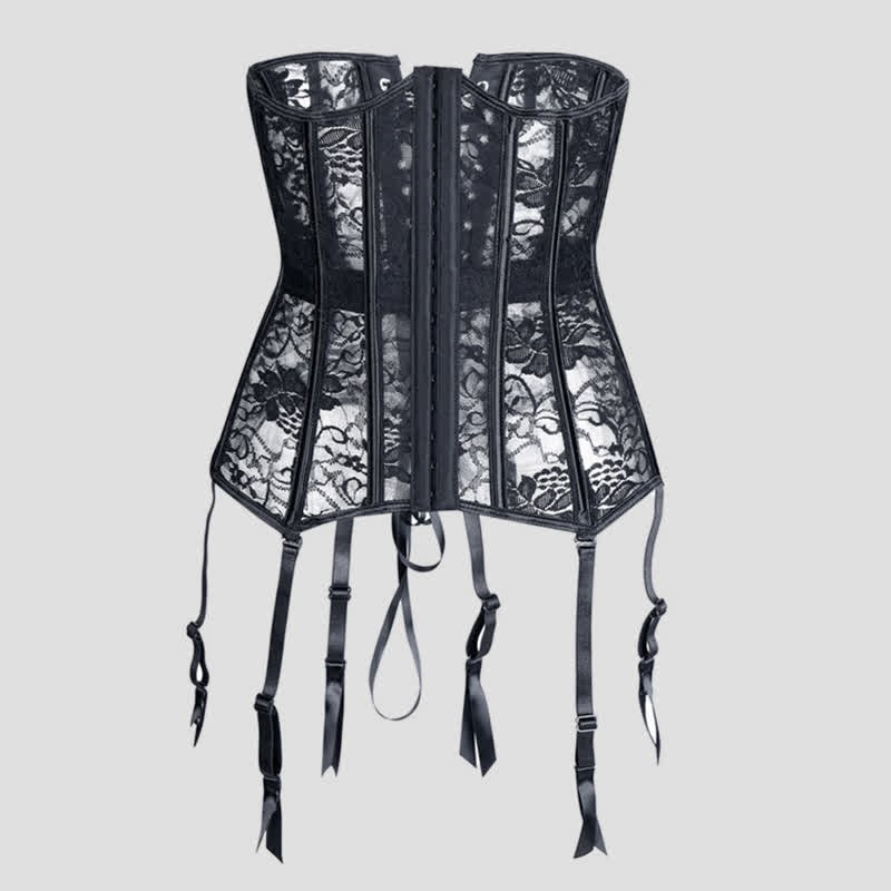 Lace See Through Corset Tops With Garter - image 1