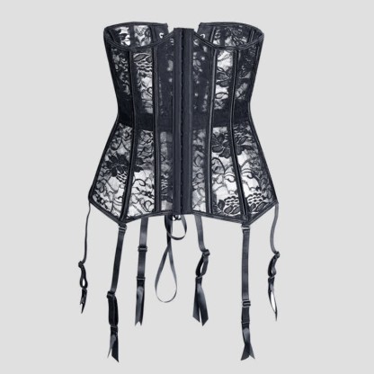 Lace See Through Corset Tops With Garter - image 1