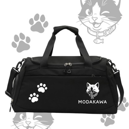 Cat Graphic Modakawa Large Capacity Sports Gym Duffel Bag - Black - 55*28*26 cm - image 6
