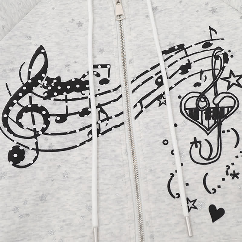 High Quality Cartoon Cat Ear Graphic Zip Up Hooded Sweatshirt - image 8