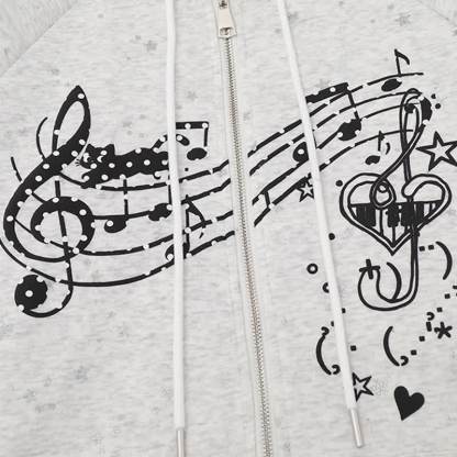 High Quality Cartoon Cat Ear Graphic Zip Up Hooded Sweatshirt - image 8