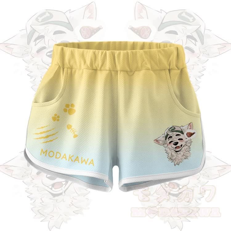 MODAKAWA X atka Fox Wants Meat Graphic Crop Tank Sport Top Shorts Bikini Matching Outfit - Yellow Shorts - 5XL - image 9