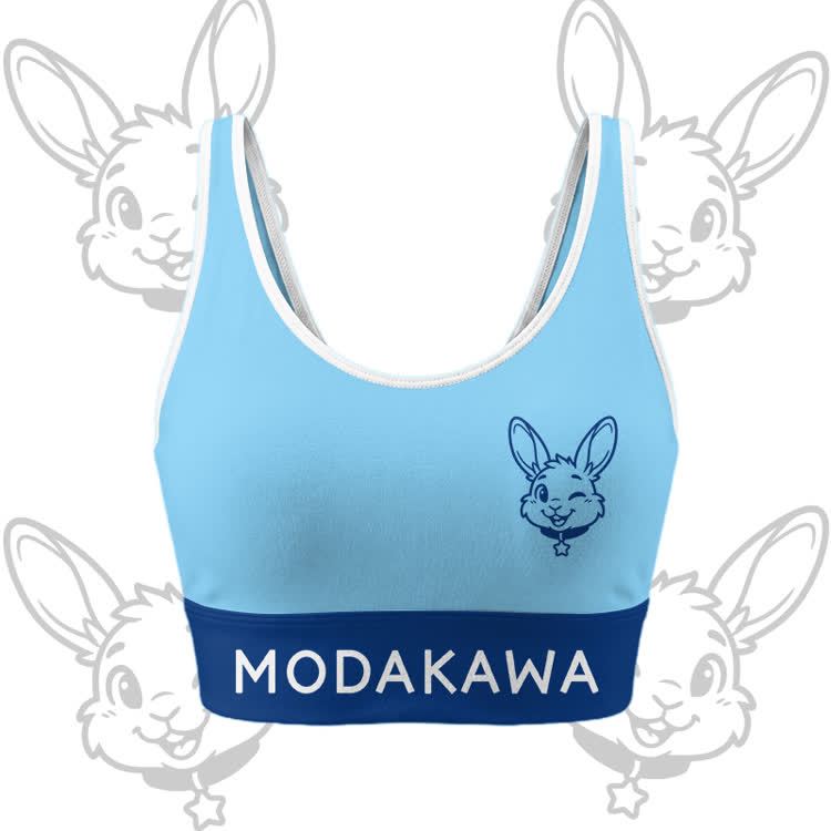 Wink Bunny Graphic Crop Tank Sport Top Shorts Bikini Modakawa Matching Outfit - Blue Top - 5XL - image 3