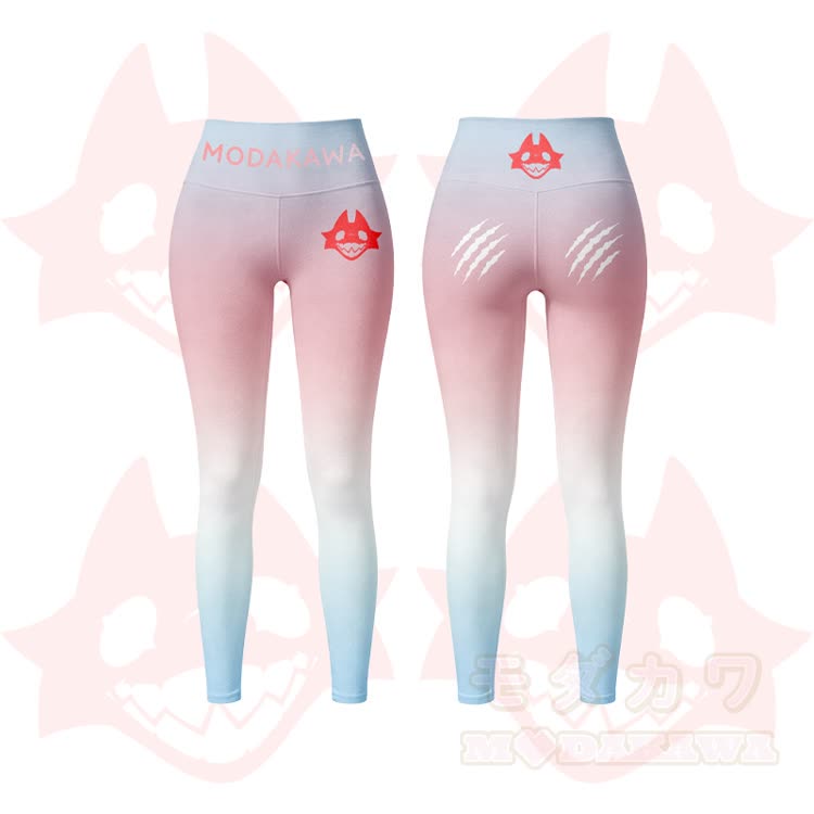 MODAKAWA X TiramisuRat Rat Graphic Gradient Sports Bra Top Leggings Matching Outfit - Pink Leggings - 5XL - image 6