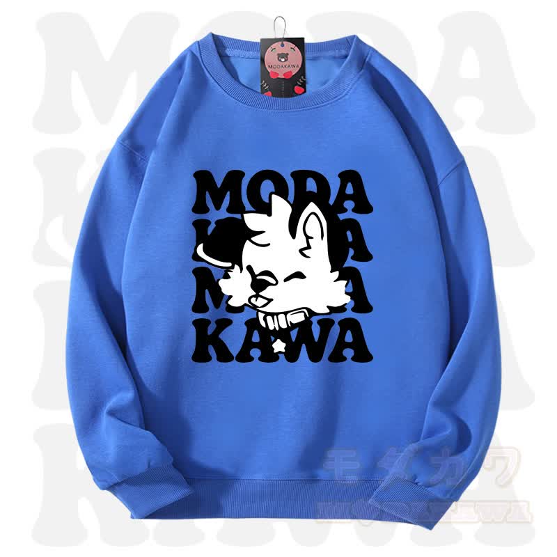 MODAKAWA X popipeko Lovely Puppy Graphic Unisex Sweatshirt - Blue - 3XL - image 9