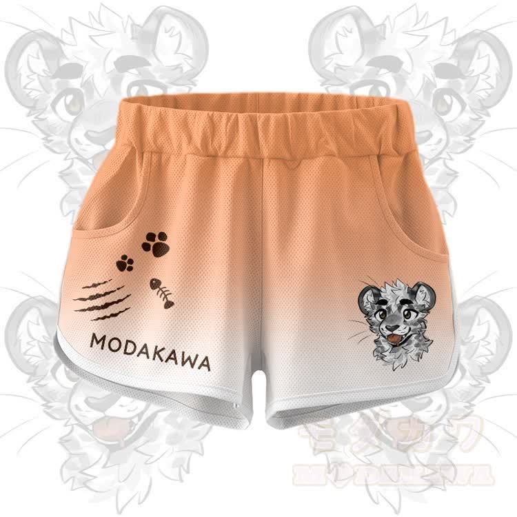 MODAKAWA X atka Tiger Graphic Crop Tank Sport Top Shorts Bikini Matching Outfit - Orange Shorts - 5XL - image 9