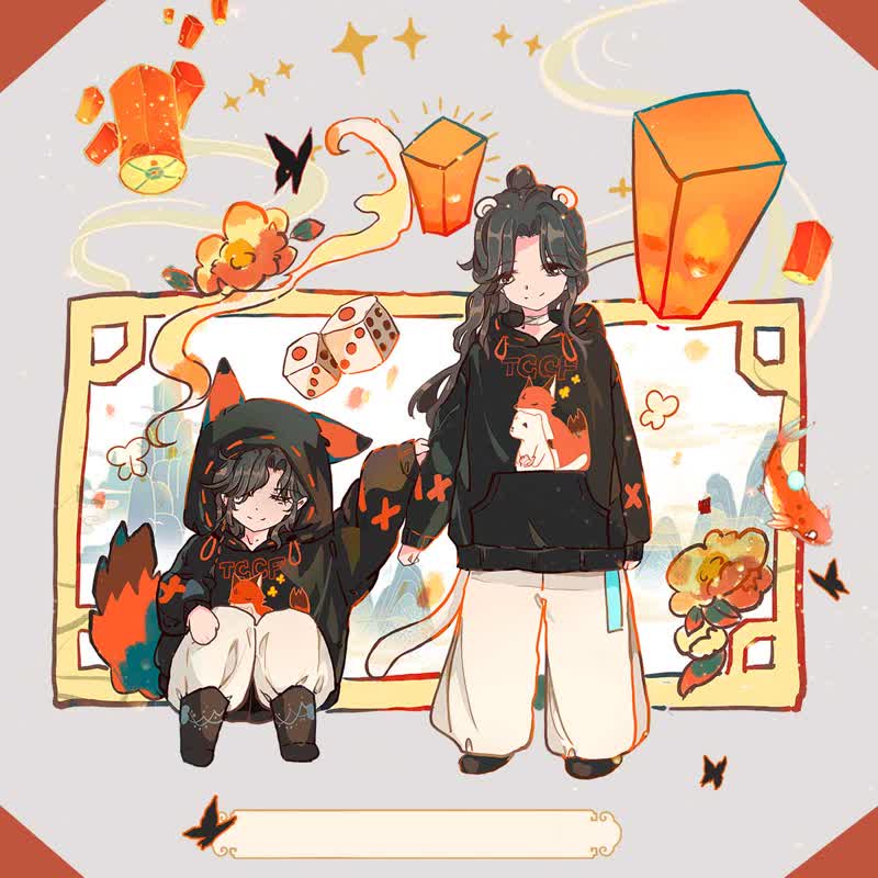 Fox Embroidery Pocket Plush Loose Hoodie - image 4