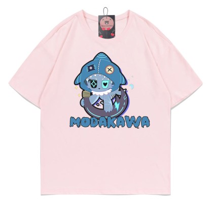 MODAKAWA Playful Shark Graphic Dark Aesthetic T-shirt - Pink - A - 5XL - image 10