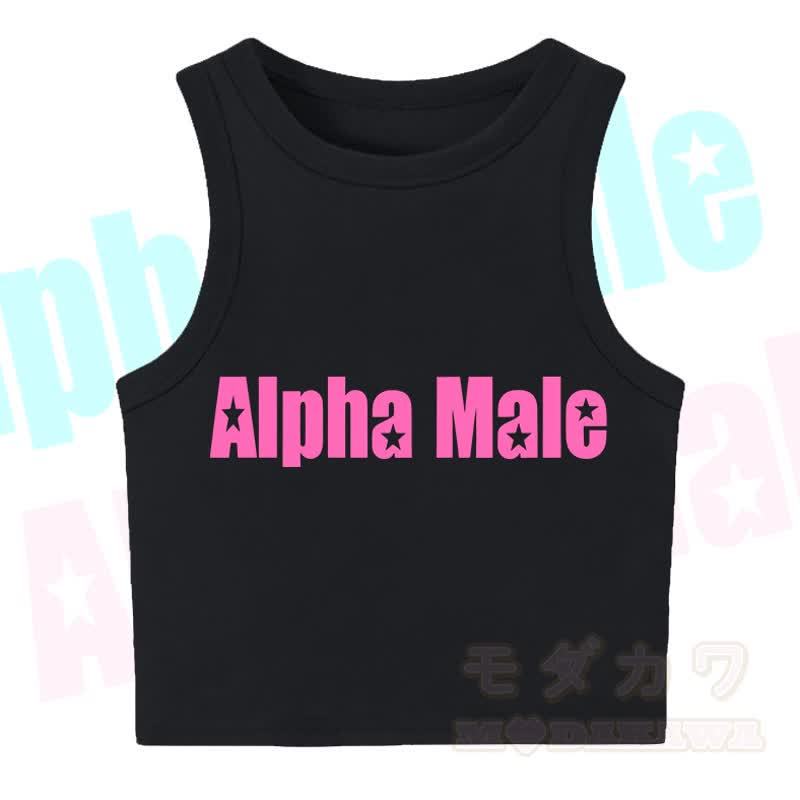MODAKAWA ALPHA MALE Star Print Casual Cropped Tank Top - Black - XL - image 4