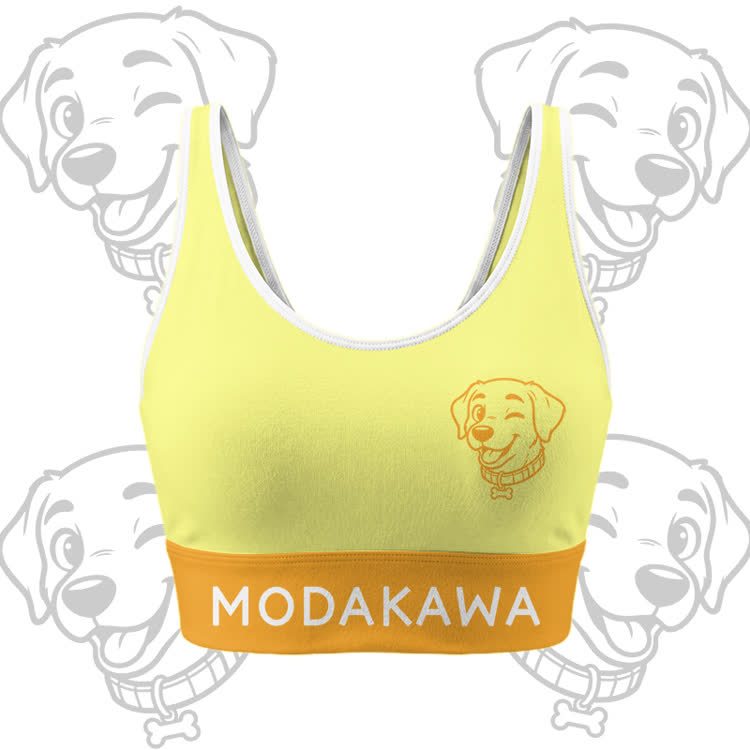 Happy Puppy Graphic Crop Tank Sport Top Shorts Bikini Modakawa Matching Outfit - Yellow Top - 5XL - image 4