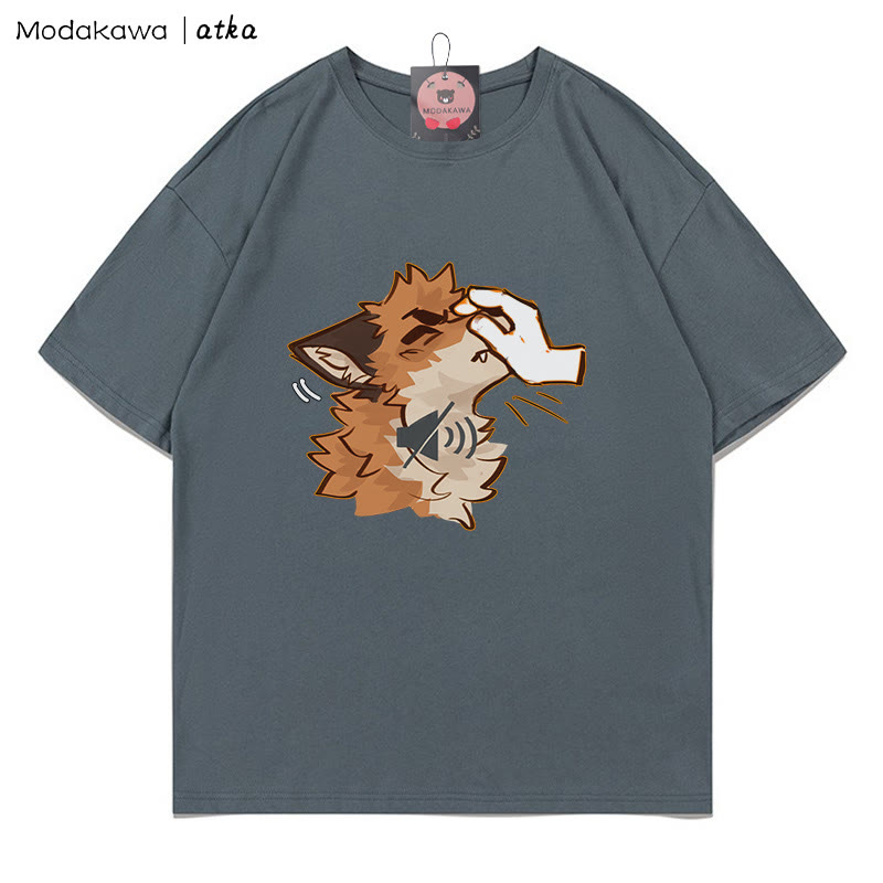 MODAKAWA X atka Funny' Shhh' Fox Graphic T-shirt - Grey - 5XL - image 8