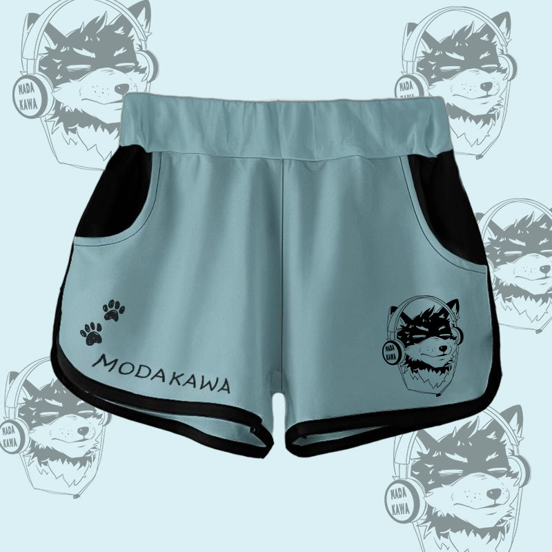 MODAKAWA Gradient Koda With Headphones Graphic Shorts - Teal - 5XL - image 4