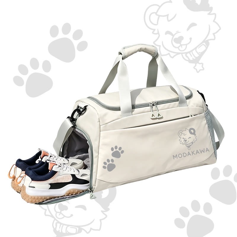 MODAKAWA X popipeko Puppy Graphic Large Capacity Sports Gym Duffel Bag - White - 55*28*26 cm - image 5
