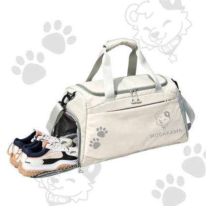 MODAKAWA X popipeko Puppy Graphic Large Capacity Sports Gym Duffel Bag - White - 55*28*26 cm - image 5