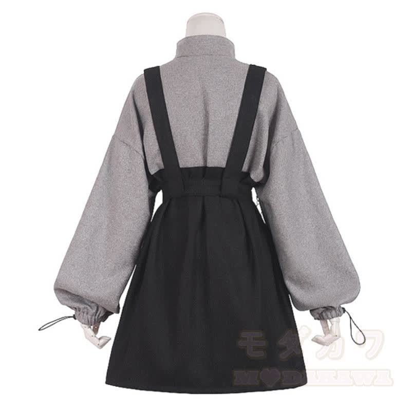 Punk Zipper Chain Pocket Sweatshirt Dress with Chest Waist Strap Adjustable Buckle Belt - image 8