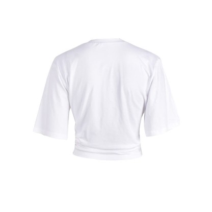 Cross Embroidery Pocket Lace Up Crop T-Shirt - image 8