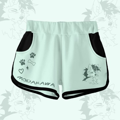 MODAKAWA X pandashk Gradient Tongue Out Fox Graphic Shorts - Green - 5XL - image 4