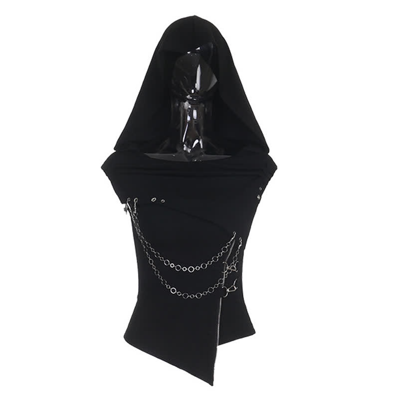 Gothic Draped Collar Sleeveless Top With Metal Chain Decor - image 5