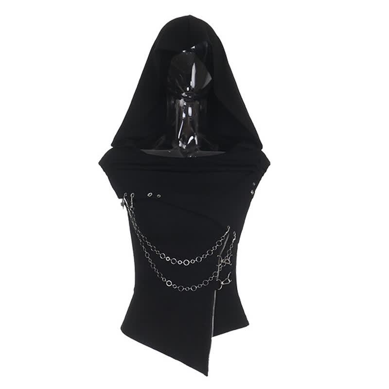 Gothic Draped Collar Sleeveless Top With Metal Chain Decor - image 5