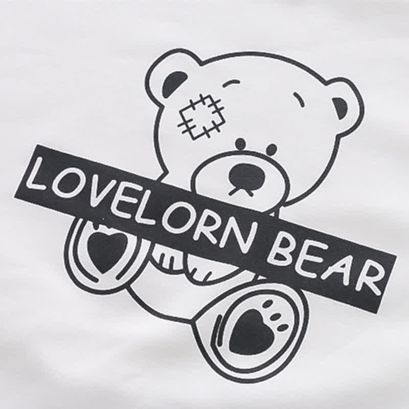 Cartoon Bear Letter Print Stripe Sleeve Sweatshirt - image 8