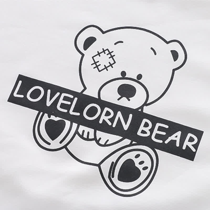 Cartoon Bear Letter Print Stripe Sleeve Sweatshirt - image 8