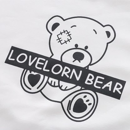 Cartoon Bear Letter Print Stripe Sleeve Sweatshirt - image 8
