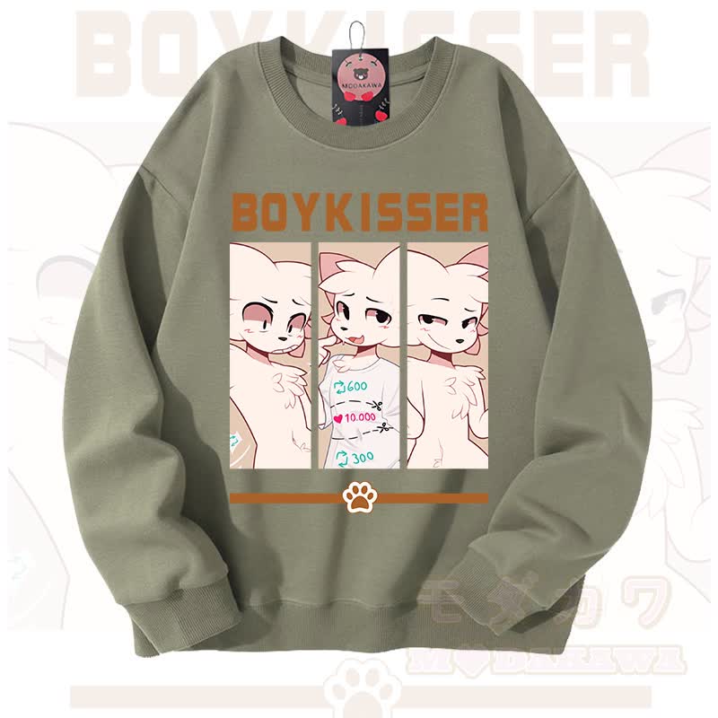 MODAKAWA X zarckets BOYKISSER Fox Graphic Unisex Sweatshirt - Light Green - 3XL - image 6