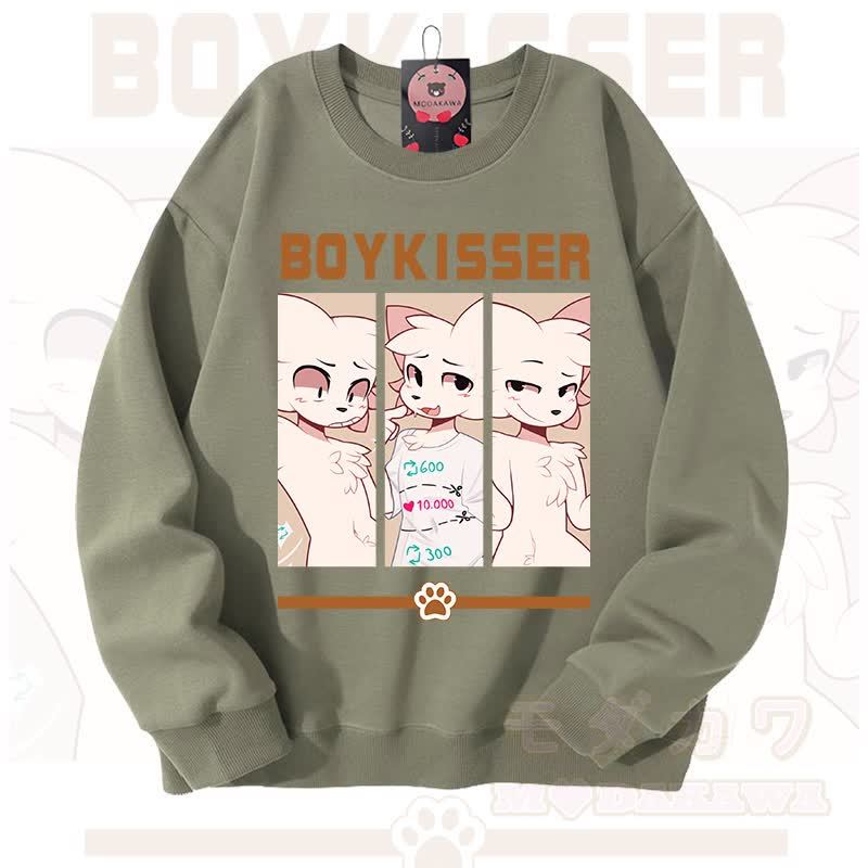 MODAKAWA X zarckets BOYKISSER Fox Graphic Unisex Sweatshirt - Light Green - 3XL - image 6
