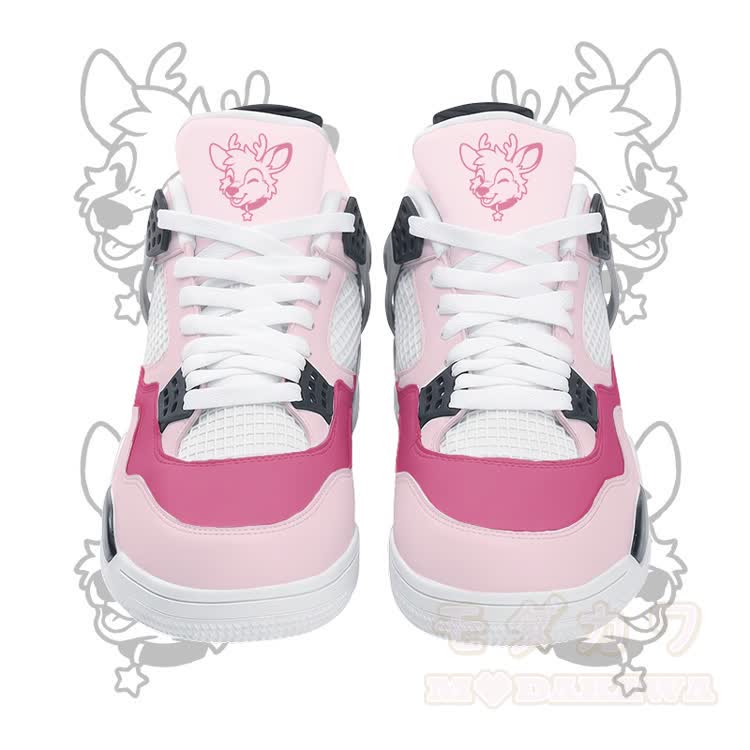 Deer Graphic Modakawa Lace Up Sports Air Cushion Shoes - Pink - 48 - image 8