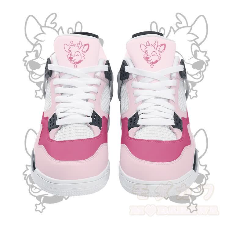 Deer Graphic Modakawa Lace Up Sports Air Cushion Shoes - Pink - 48 - image 8