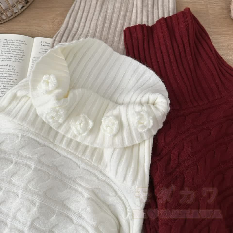 Chic Off Shoulder 3D Floral Knit Top - image 13