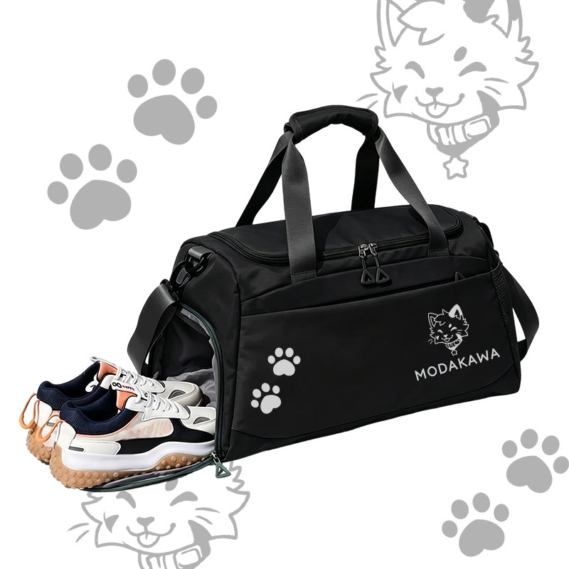MODAKAWA X popipeko Kitty Graphic Large Capacity Sports Gym Duffel Bag - Black - 55*28*26 cm - image 6