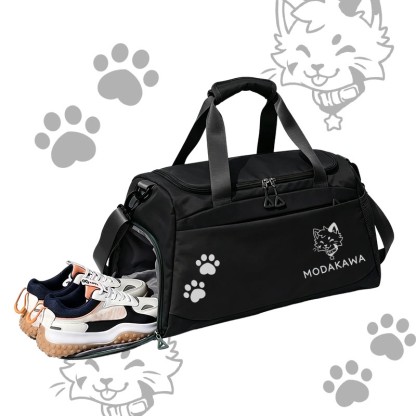 MODAKAWA X popipeko Kitty Graphic Large Capacity Sports Gym Duffel Bag - Black - 55*28*26 cm - image 6