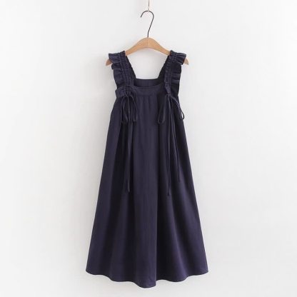 College Style Short Sleeve Shirt Strap Dress Two Pieces Set  - Navy Blue Dress - XL - image 17