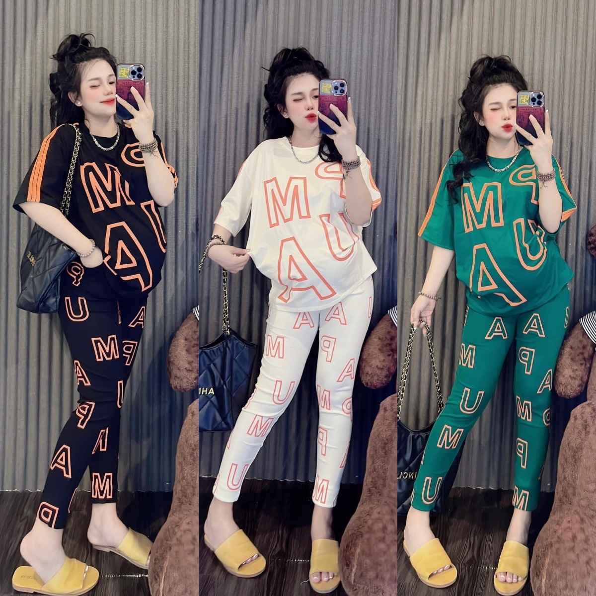 ใหม่หลวมแขนสั้นเสื้อยืดกางเกงขายาวสองชิ้น