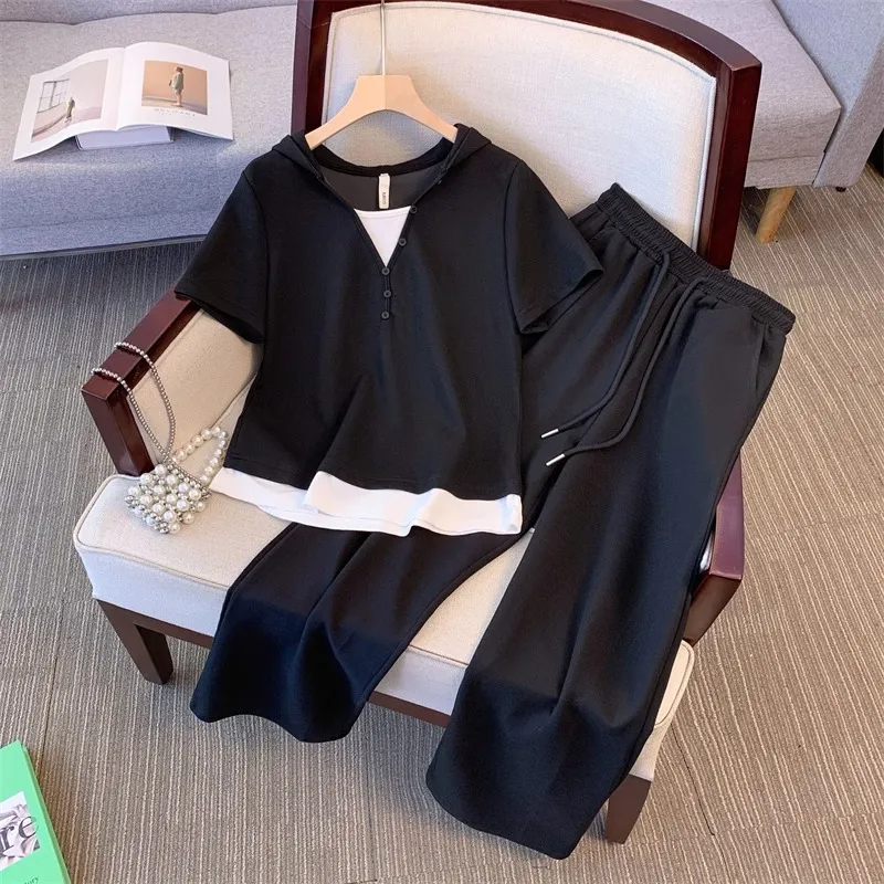 กางเกงขายาวสองชิ้นแขนสั้นใส่แล้วดูผอม