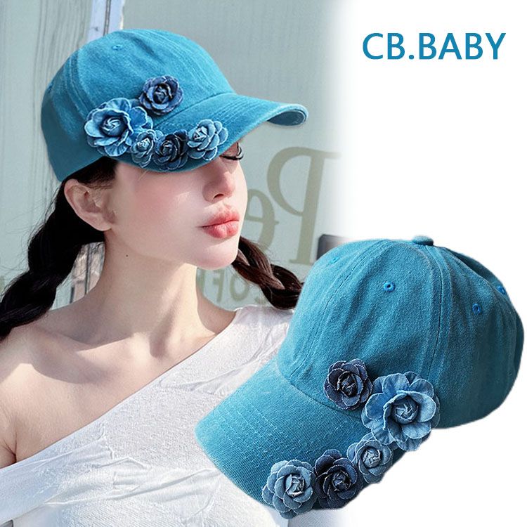 หมวกเบสบอลดอกไม้สามมิติหวาน