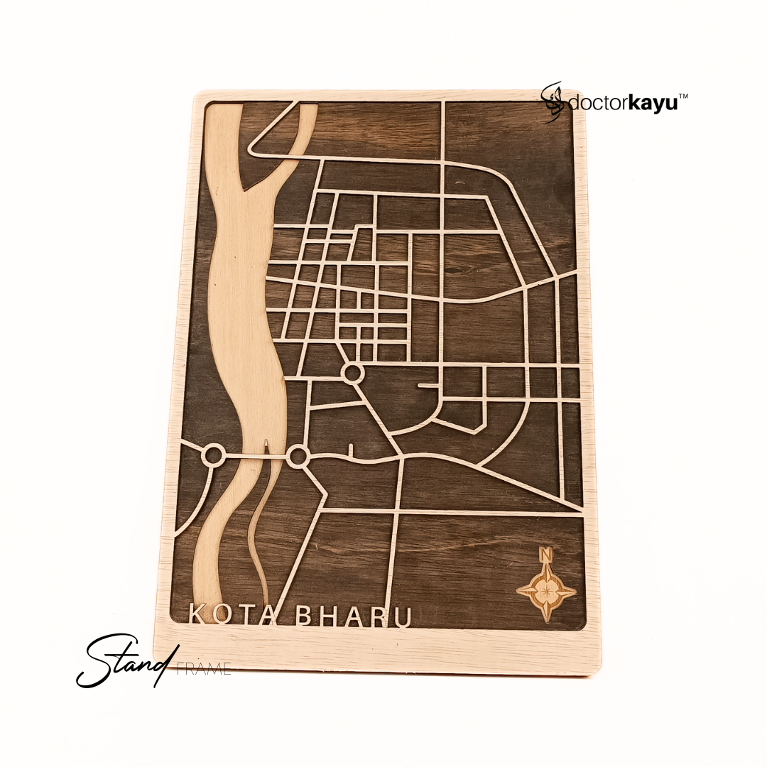 Malaysia City Road Maps Standframe Multi Layer Customize Kayu Wooden Size A4 / A3[Made In Malaysia]-doctorkayu