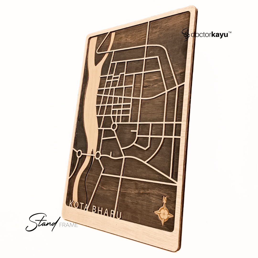 Malaysia City Road Maps Standframe Multi Layer Customize Kayu Wooden Size A4 / A3[Made In Malaysia]-doctorkayu
