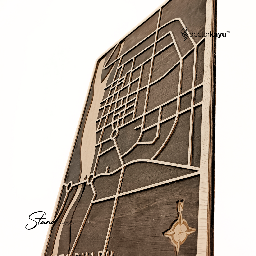 Malaysia City Road Maps Standframe Multi Layer Customize Kayu Wooden Size A4 / A3[Made In Malaysia]-doctorkayu