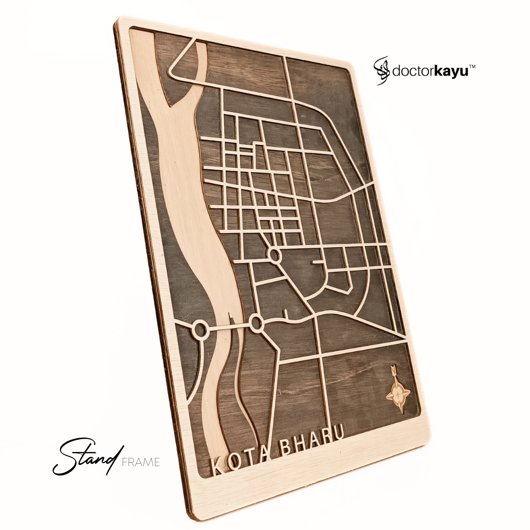 Malaysia City Road Maps Standframe Multi Layer Customize Kayu Wooden Size A4 / A3[Made In Malaysia]-doctorkayu