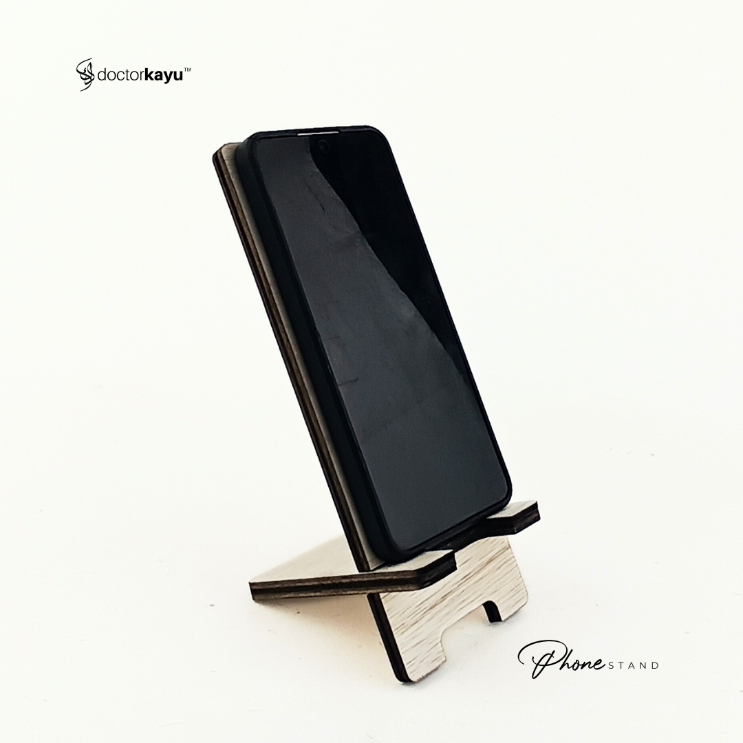 Phone Stand Ukir Nama Logo Personalize Custom Kayu Wooden-doctorkayu