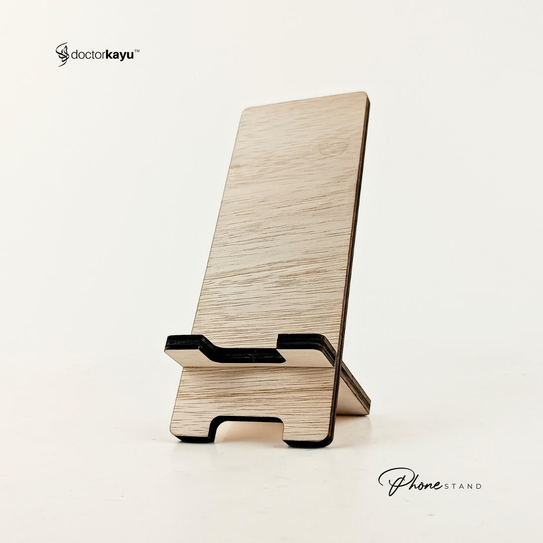 Phone Stand Ukir Nama Logo Personalize Custom Kayu Wooden-doctorkayu