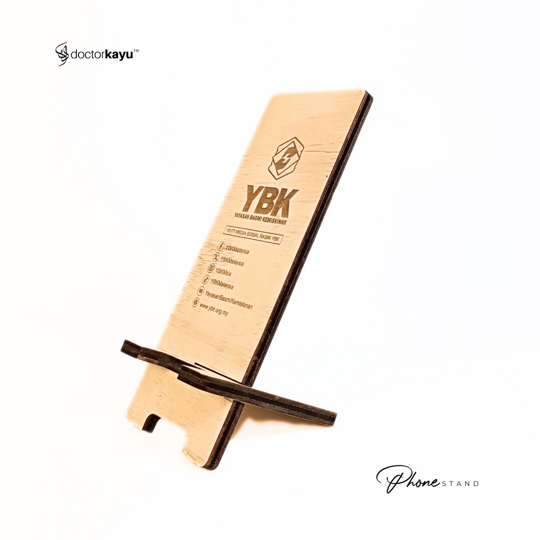 Phone Stand Ukir Nama Logo Personalize Custom Kayu Wooden-doctorkayu